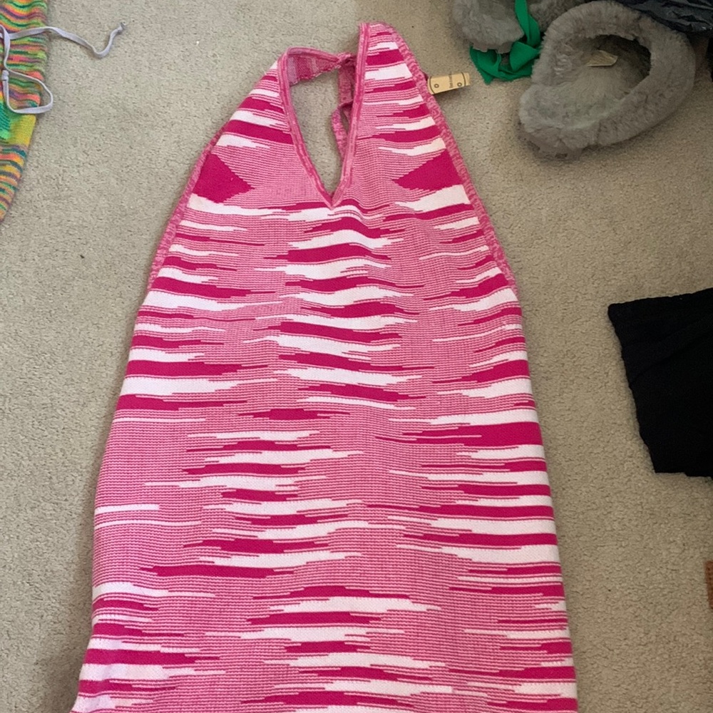pink halter knit dress
